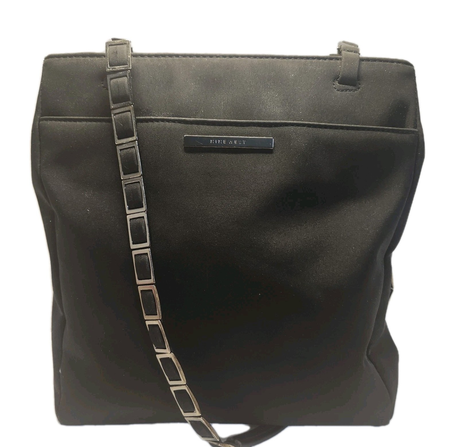 Nine West 90s Classic Black Nylon Shoulder Bag Multiple Pockets- 10x8x2