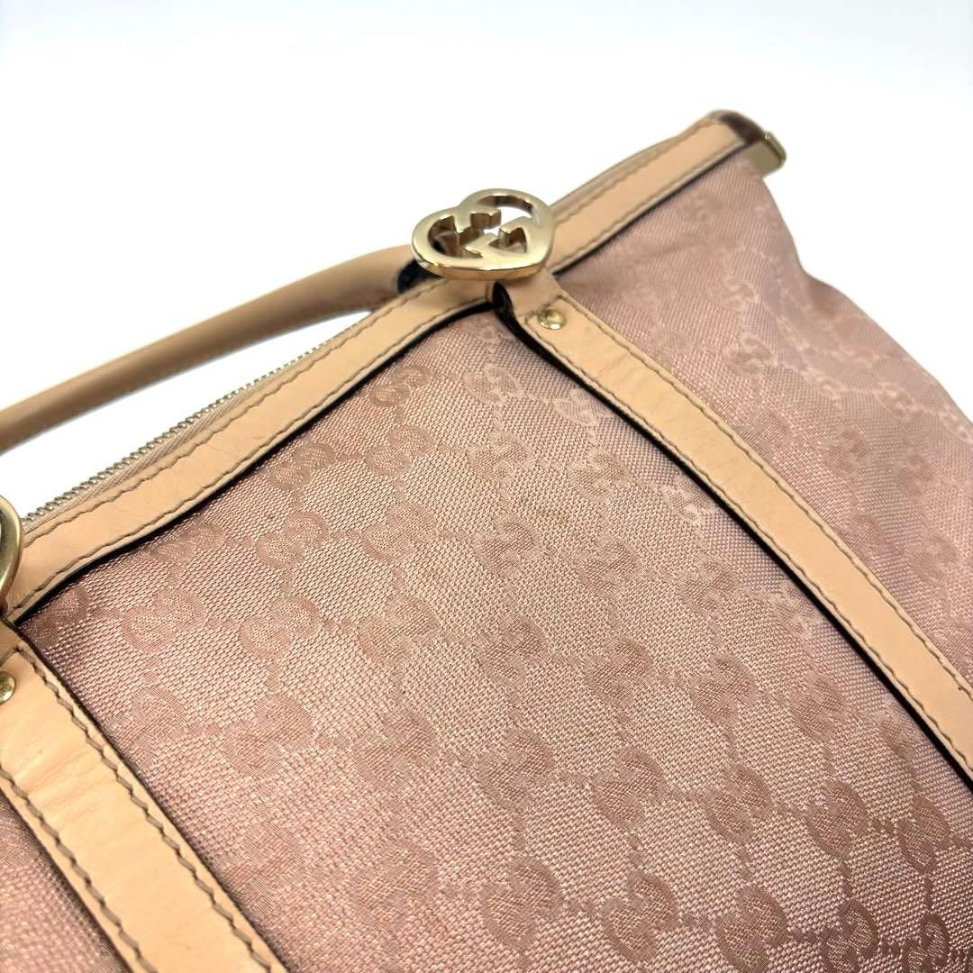 Authentic GUCCI Women’s Canvas Tote Bag Pink 21.5cm x 31-37cm x 12cm, Light Wear