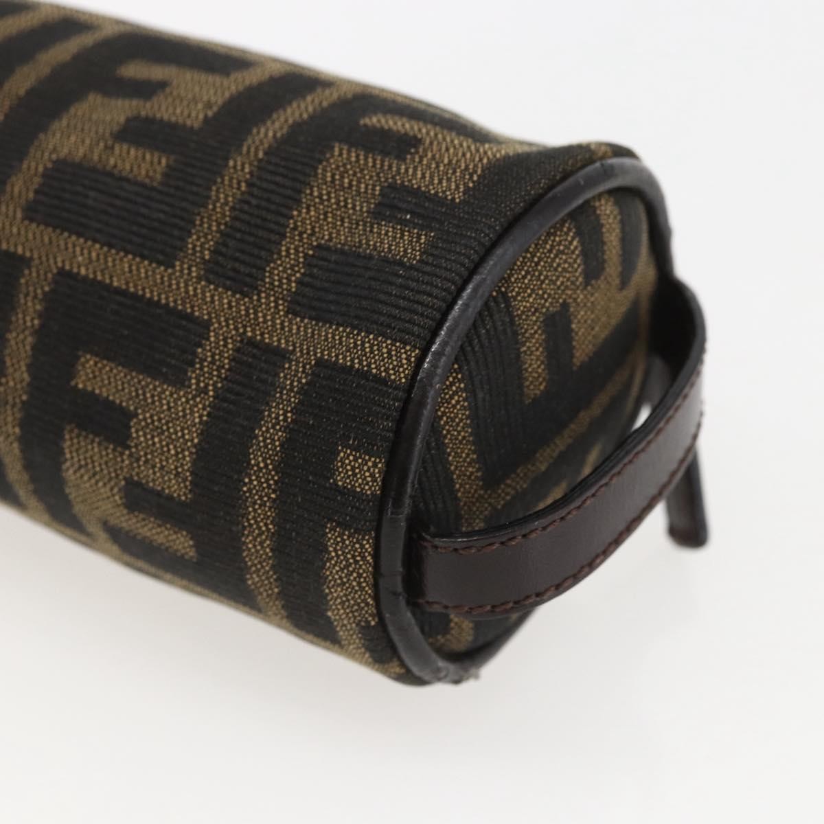 FENDI Zucca Canvas Pouch Black Brown Auth 158169