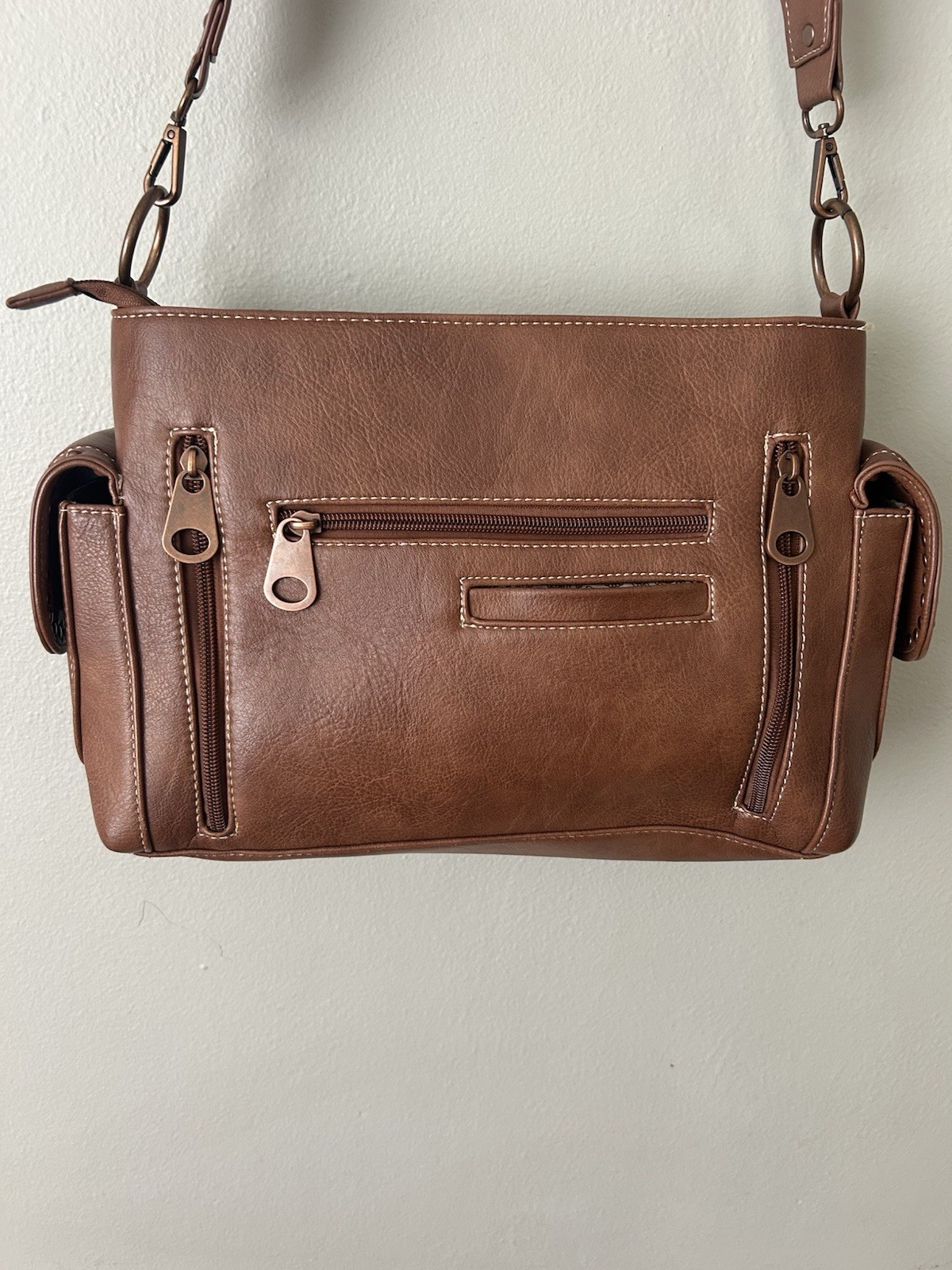 Nocona Ivy Copper Concho Concealed Carry Satchel Tan Western Crossbody Bag