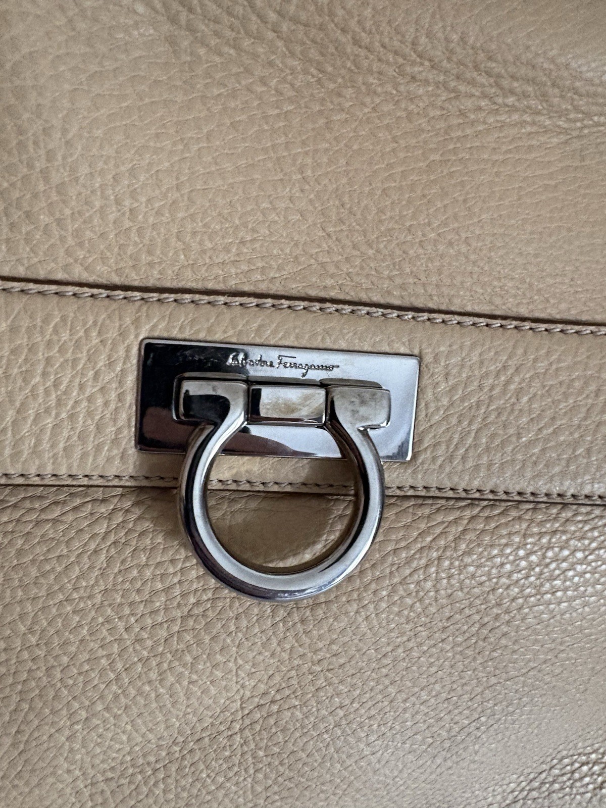 Salvatore Ferragamo Sofia Satchel Leather Beige Bag
