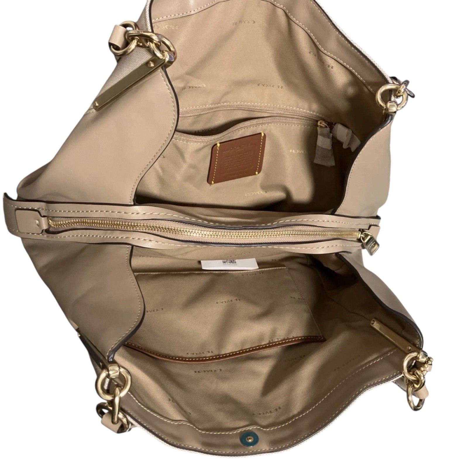NWT Coach Canvas Badge Dalton 31 Shoulder Bag – Taupe Chalk C9078 $395 Retail