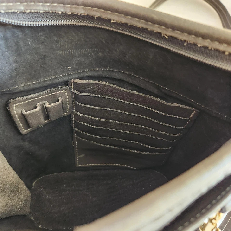 American Executive Crossbody Purse Womens Gray Leather Boho Workwear Casual Chic