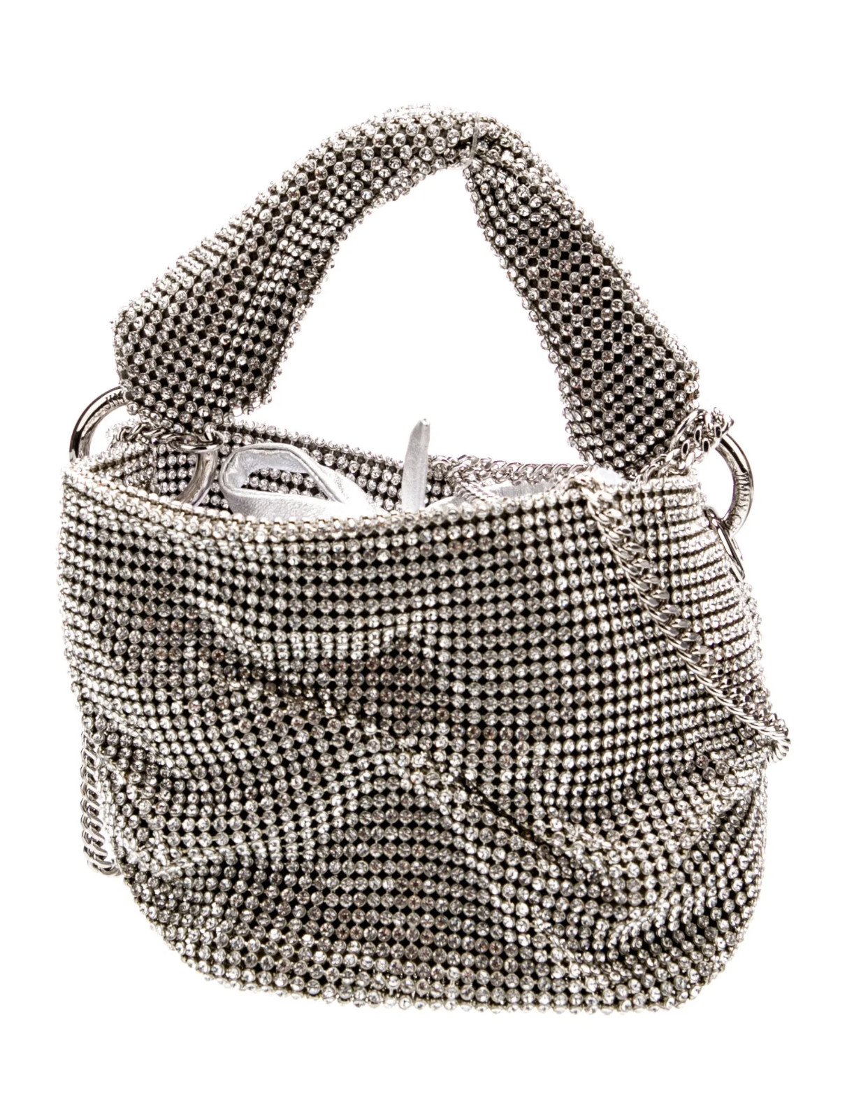 NEW Jimmy Choo Crystal Bonny Mesh Bag Silver w Top Handle
