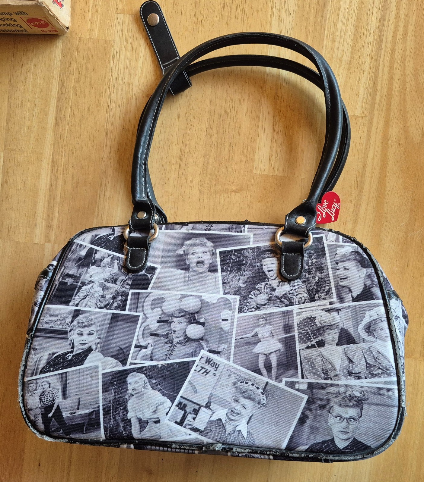 I Love Lucy Vintage Black And White Photo collage purse Handbag With Red Heart