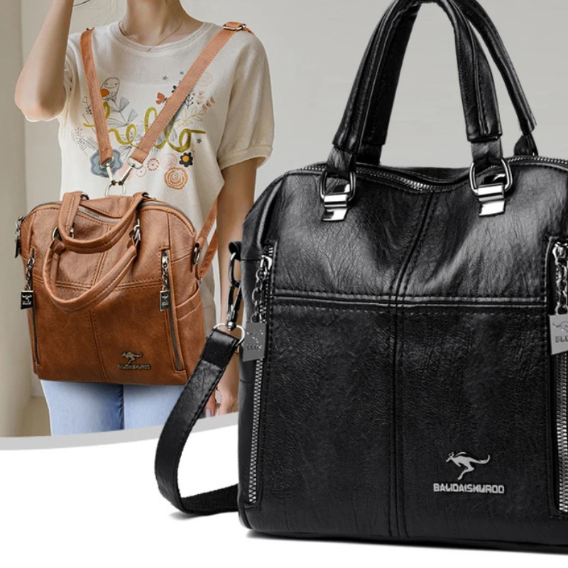 Women’s Leather Style Multifunction Backpack Travel Sachool Everyday Casual Bag