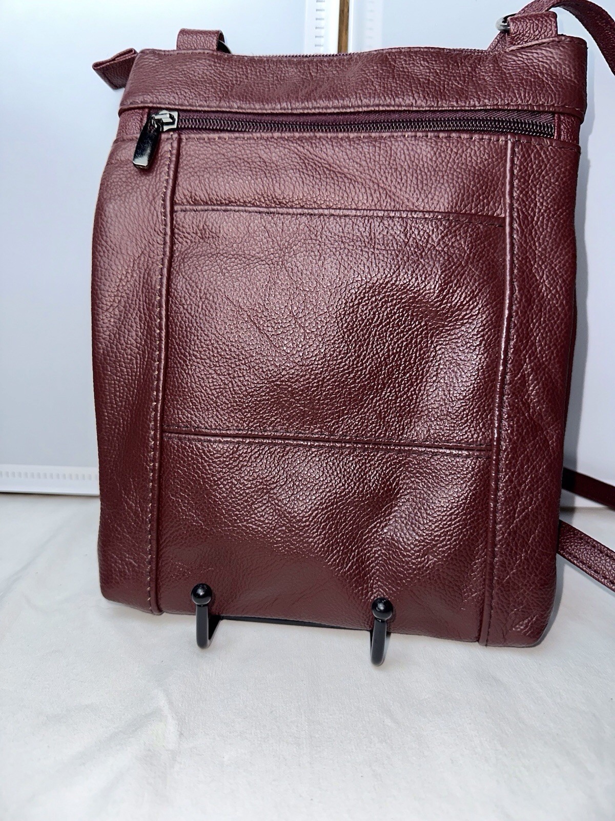 pleather Burgandy Crossbody handbag with Adjustable straps
