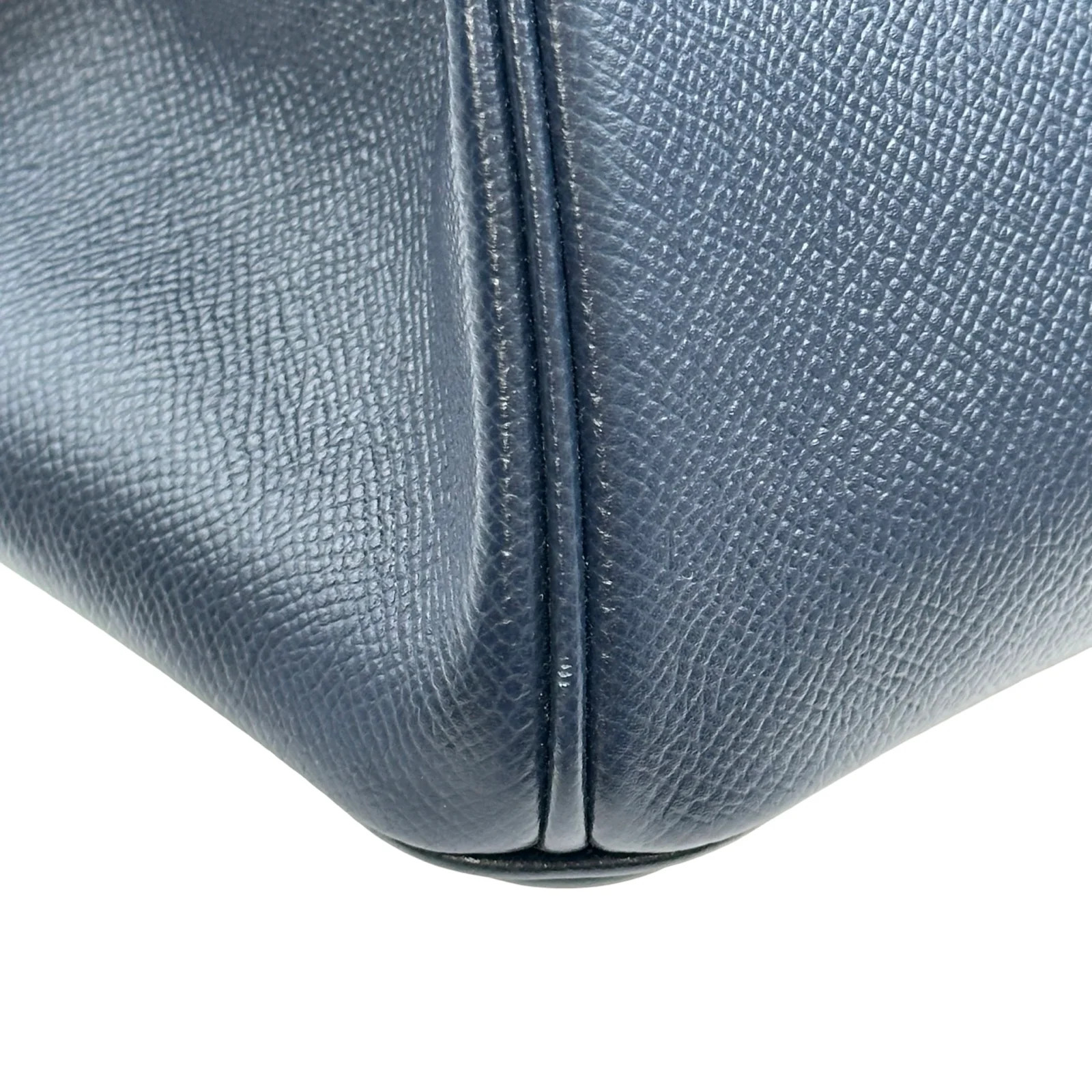 HERMES Birkin 30 Contour Bleu Indigo / Rouge H Epsom Leather Handbag #OKB4586