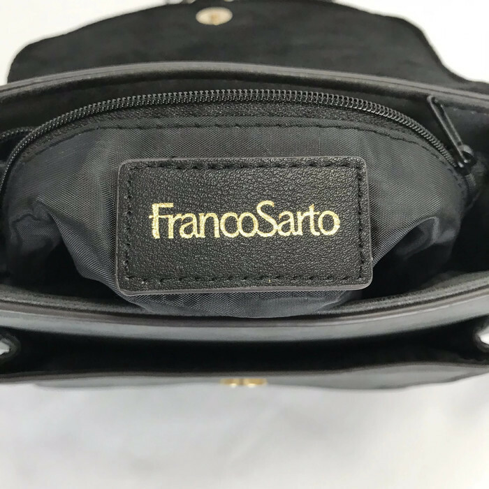 Franco Sarto Purse Gray Tassel Shoulder Back Cross body Gold Studs Pockets Snaps