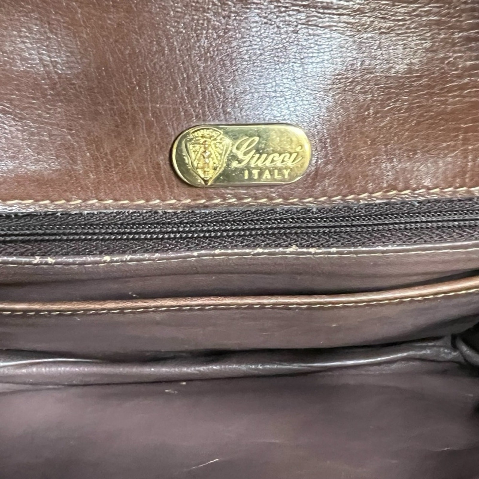 Gucci Horse-Bit Brown Smooth Calfskin Leather Vintage Shoulder Bag