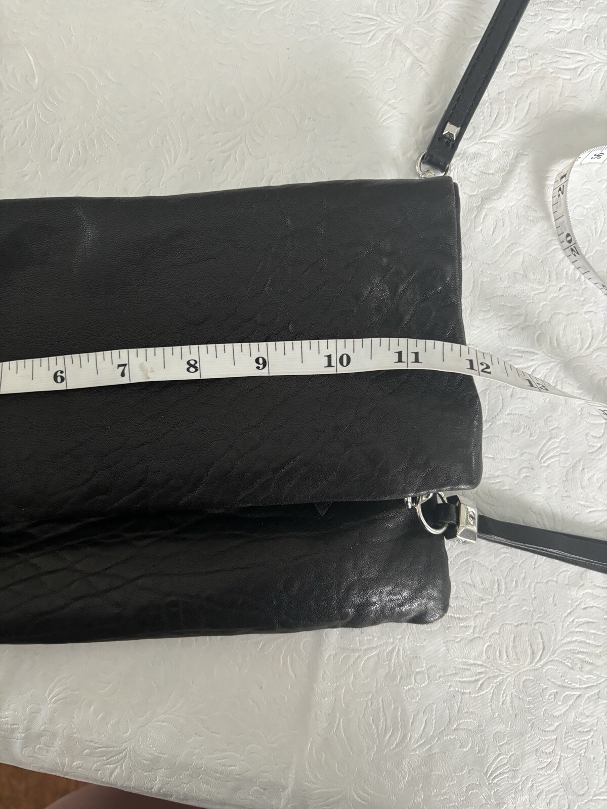 Stella & Dot Waverly Purse Black Lambs Leather Crossbody-Shoulder-Clutch ￼ 58