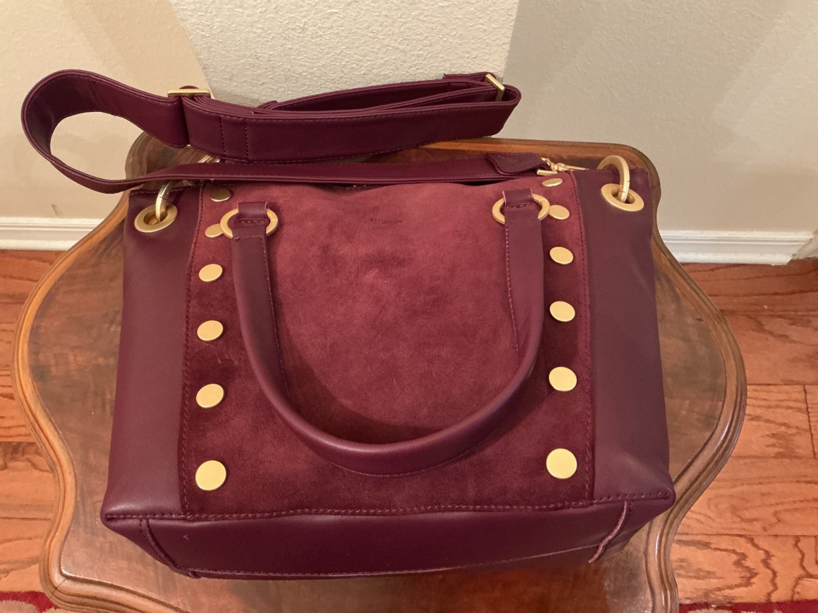 NWT Hammitt Daniel Medium Satchel Freestyle Suede Front & Leather Brushed Gold