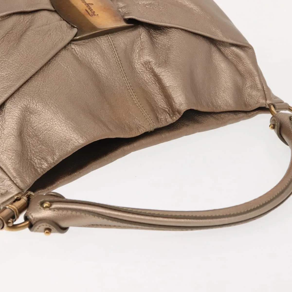 Salvatore Ferragamo Miss Vara Hobo Leather Gold Handbag