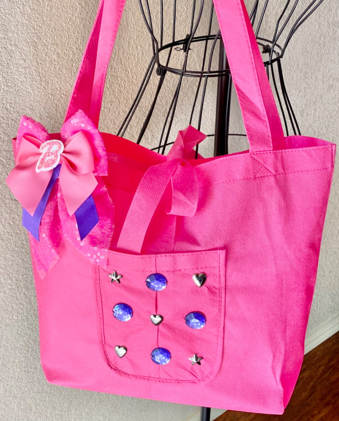 New Barbie Theme Pink & Purple Dance Cheer Sleepover Tote Bag Purse – 16” x 11”