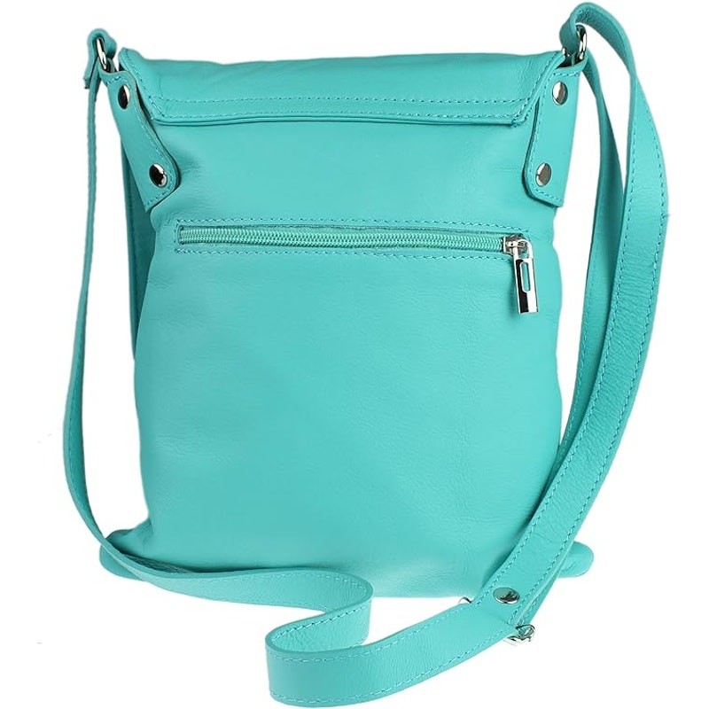 Beautiful Teal Green Soft Genuine Leather Crossbody Purse New Made in Italy