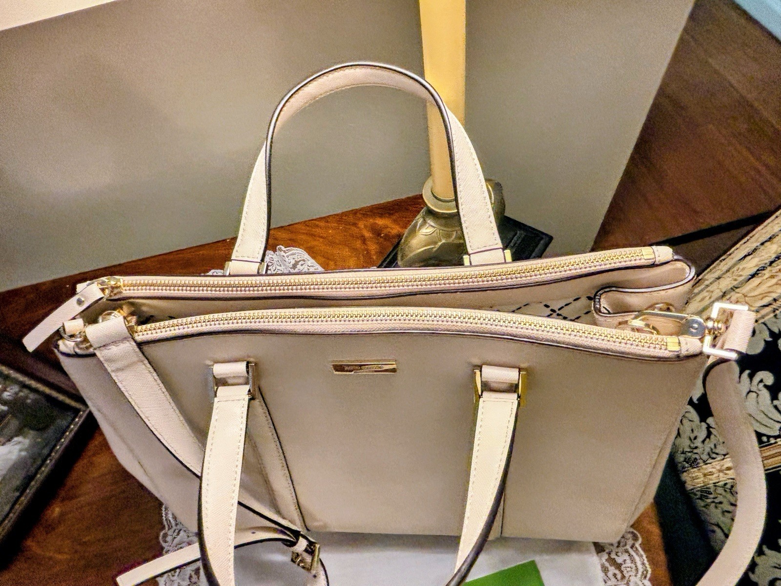 Kate Spade Newbury Lane Loden Large Satchel Crossbody Ivory /Warm Beige Bag NWOT