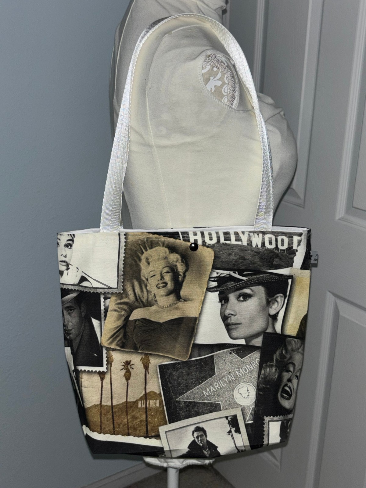 Hollywood Legends Medium Tote Bag with inner pockets and snap button closure