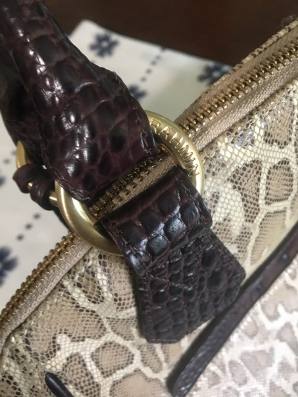 Brahmin Mini Pitone Leopard Tyler Satchel Bag with Dust Bag VGC