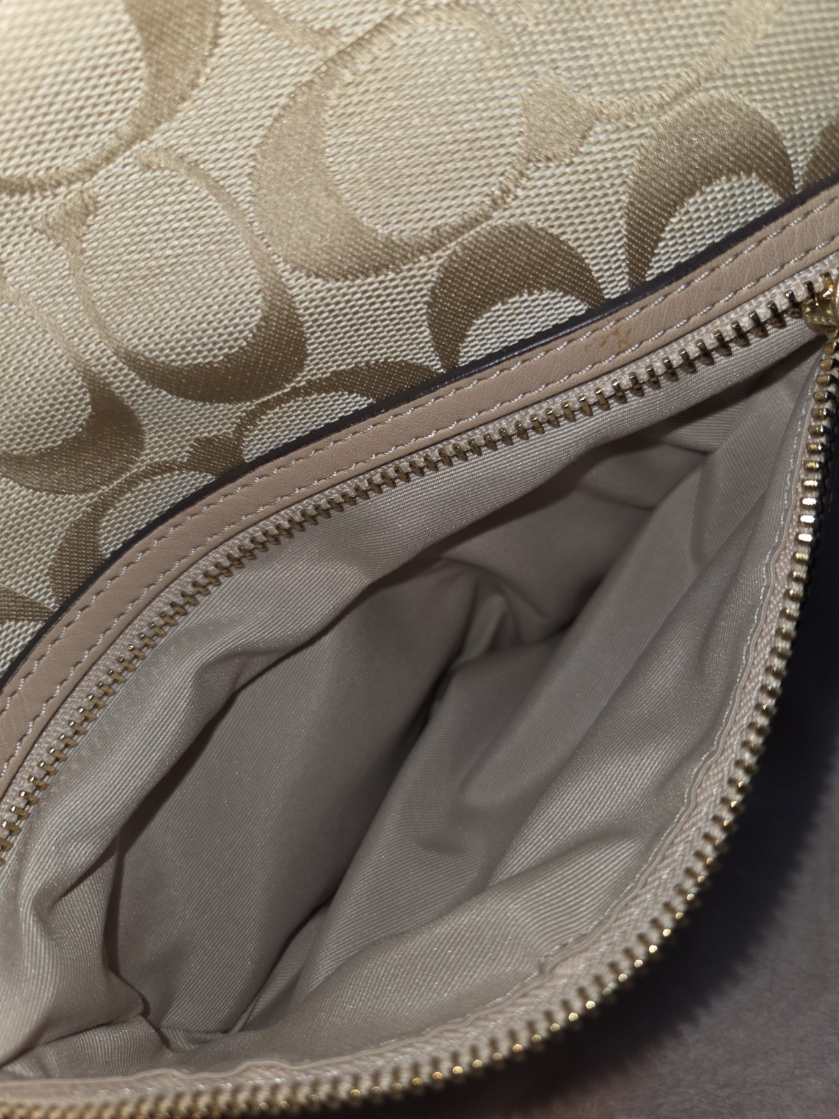 Coach Signature Medium Hobo Shoulder Bag Beige/Teal Stripe Zip Gold Charm