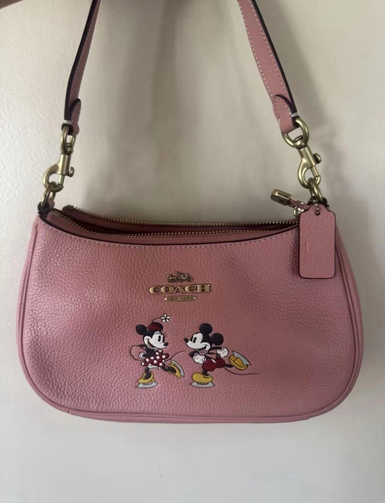 NWT COACH CM858 Disney X Coach Teri Shoulder Bag w Ice Skate Motif Blush Multi