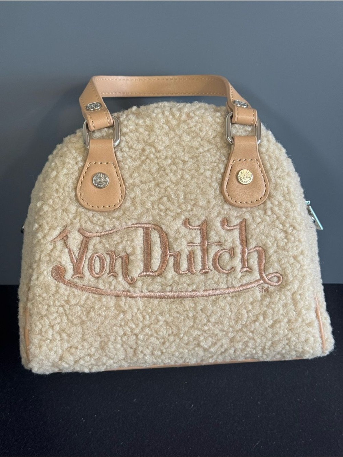 RARE Sold Out Von Dutch Beige Sherpa Bowling Bag
