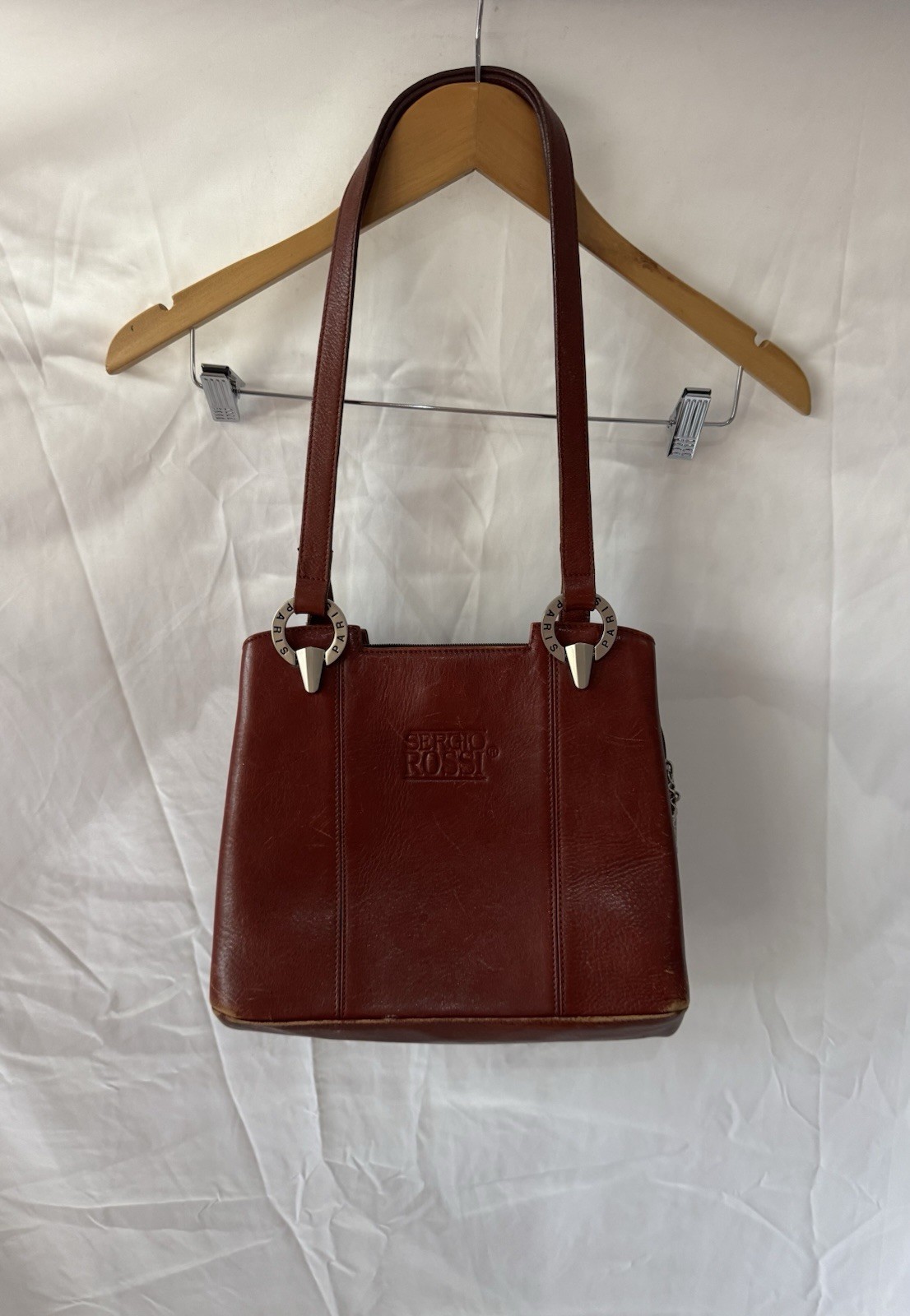 Sergio Rossi Brown Leather Shoulder Bag