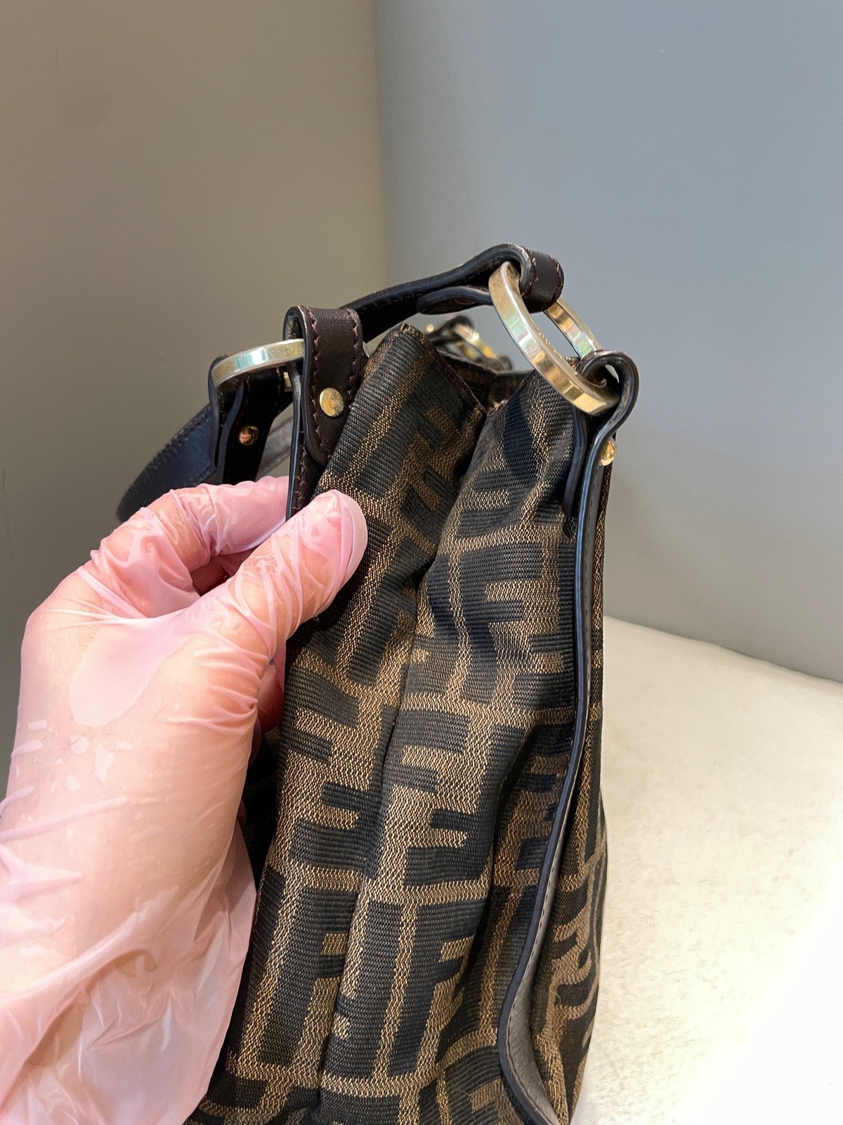 Fendi Zucca FF Canvas Brown Large Tote Bag