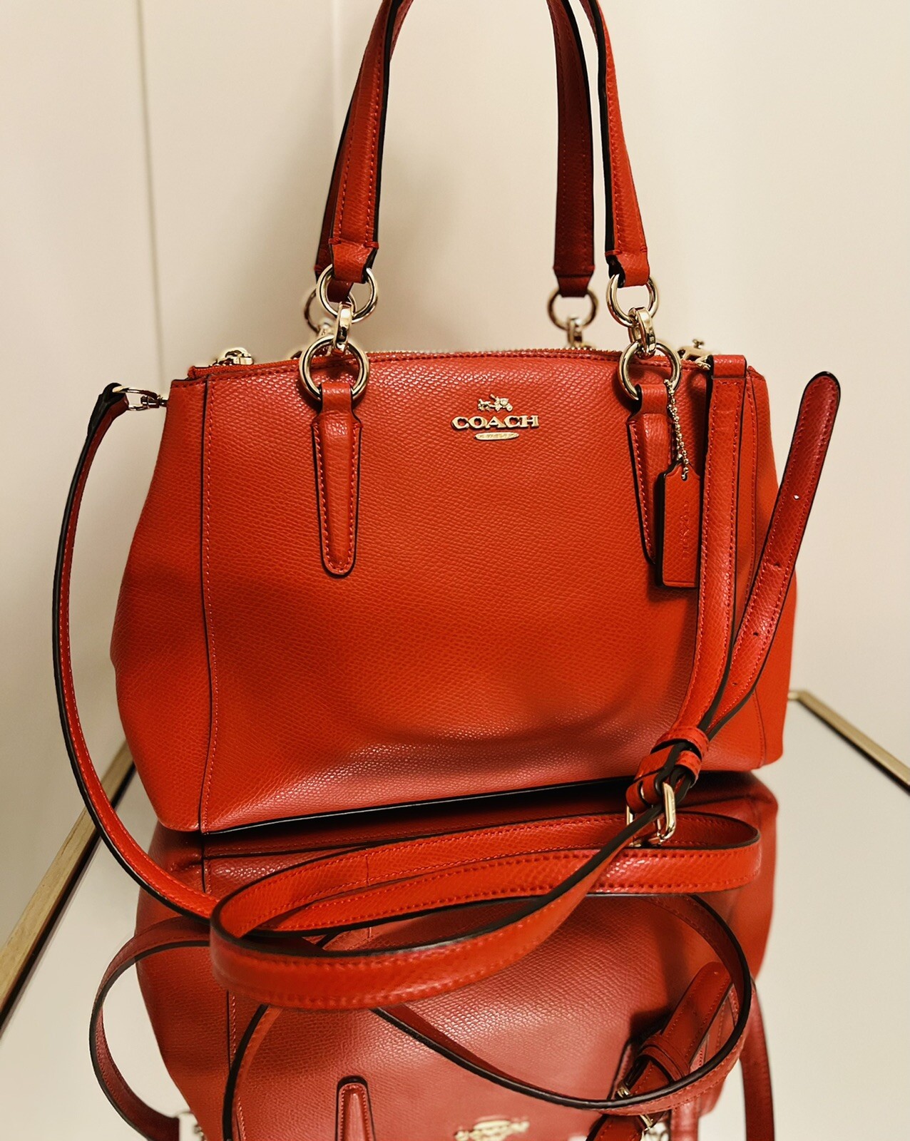 COACH CHRISTIE CARRYALL IN CROSSGRAIN LEATHER (F36704) Carmine