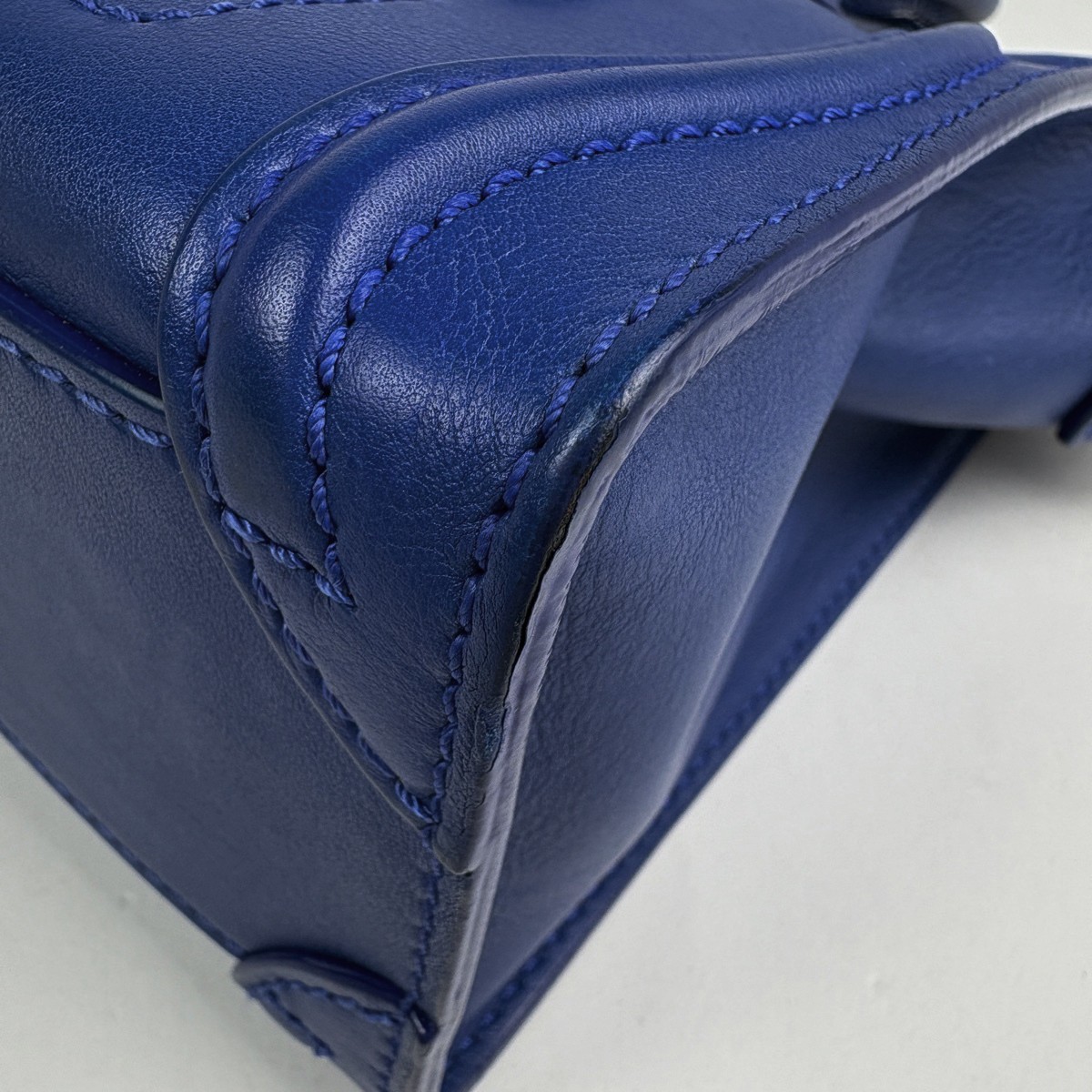 CELINE Luggage Nano Shopper 2WAY Hand Bag leather Blue Women