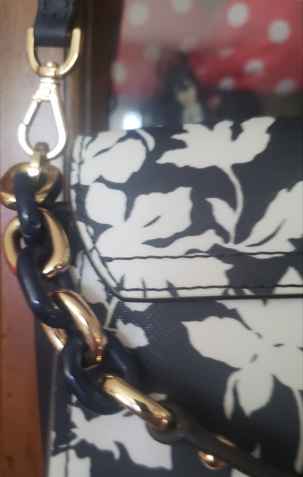 Michael Kors Sofia Navy Blue W/White Flowers Saffiano Leather Purse W/Wallet