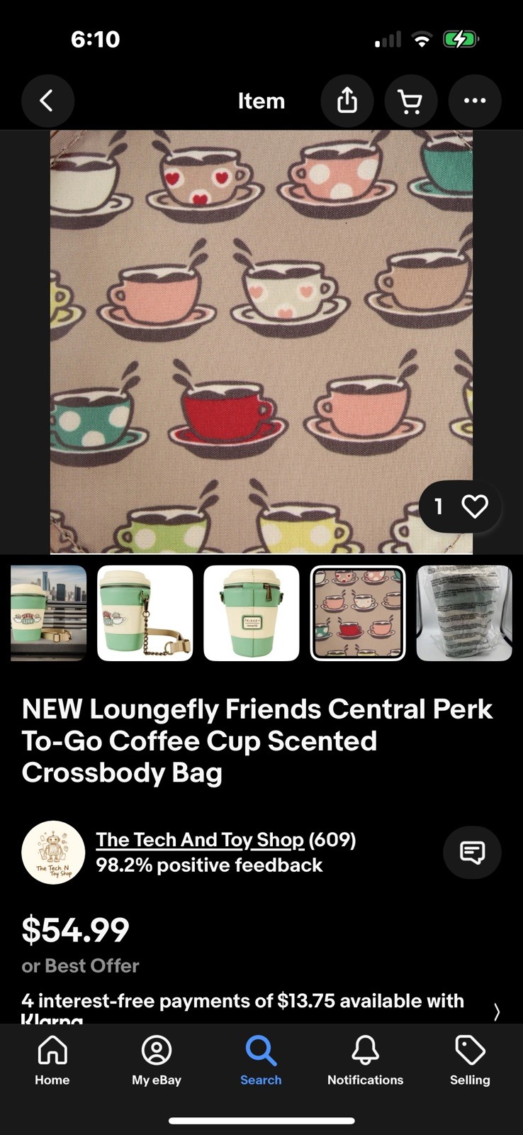 Loungefly Friends Central Perk To-Go Coffee Cup Figural Scented Crossbody Bag