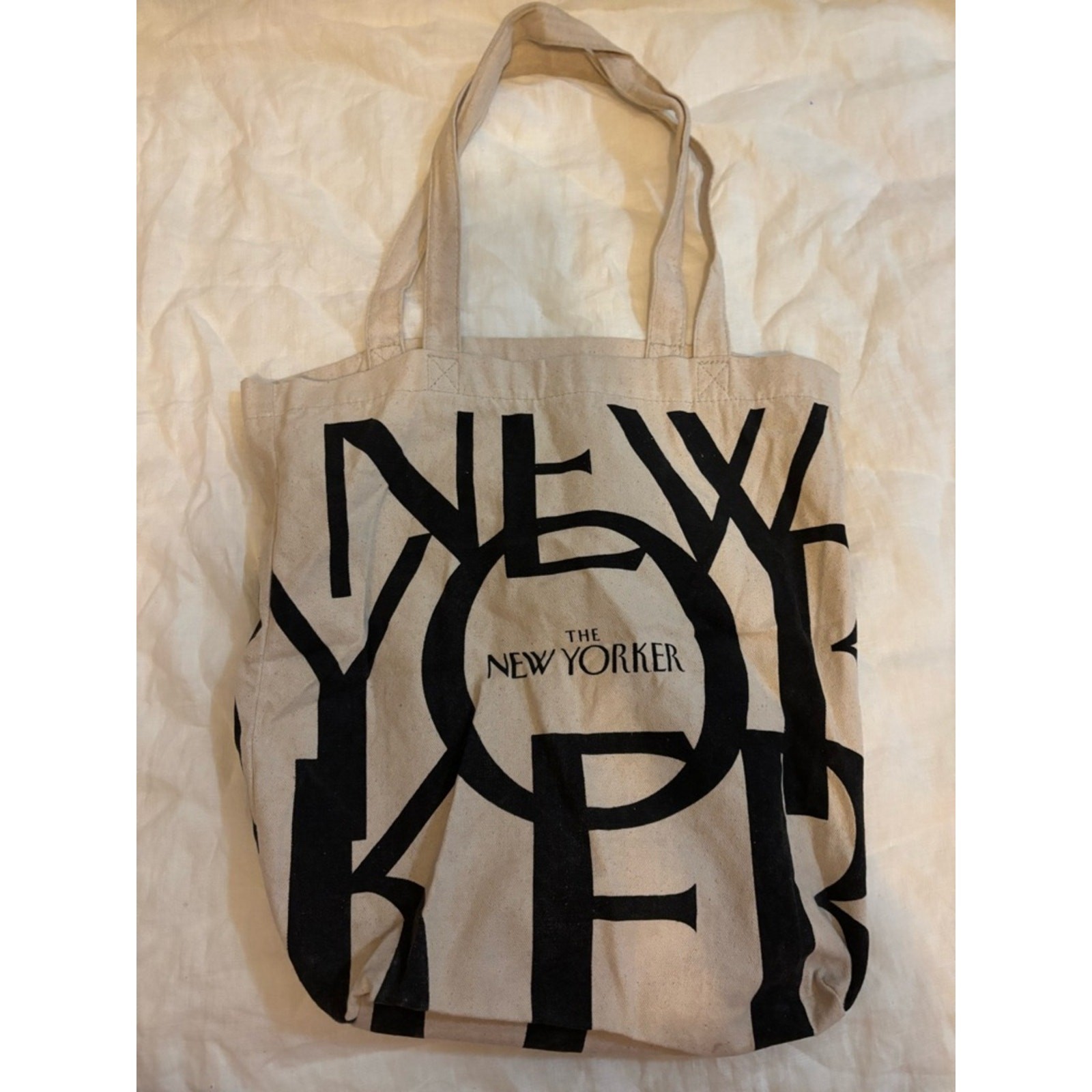 Vintage The New Yorker Canvas Tote Bag Off White & Black Reusable