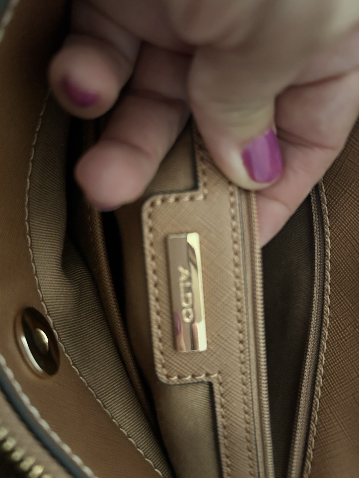 Cream and Brown ALDO Legoiri Tote Bag Features Gold-tone Hardware and Handles