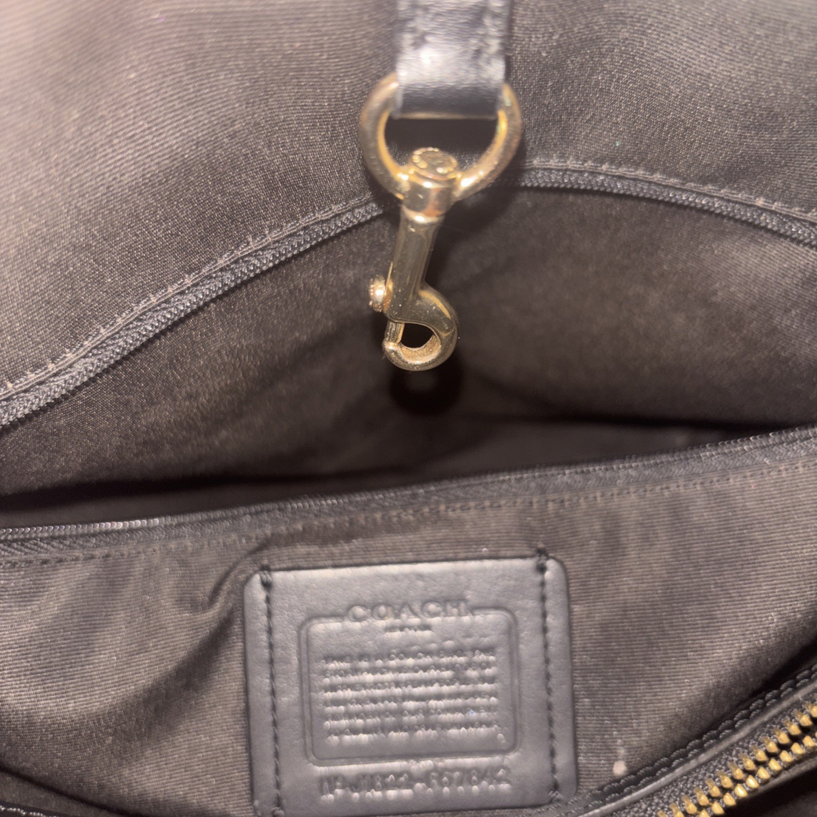 Coach Brown Black Logo Shoulder Bag with Double Handles and Zip Closure