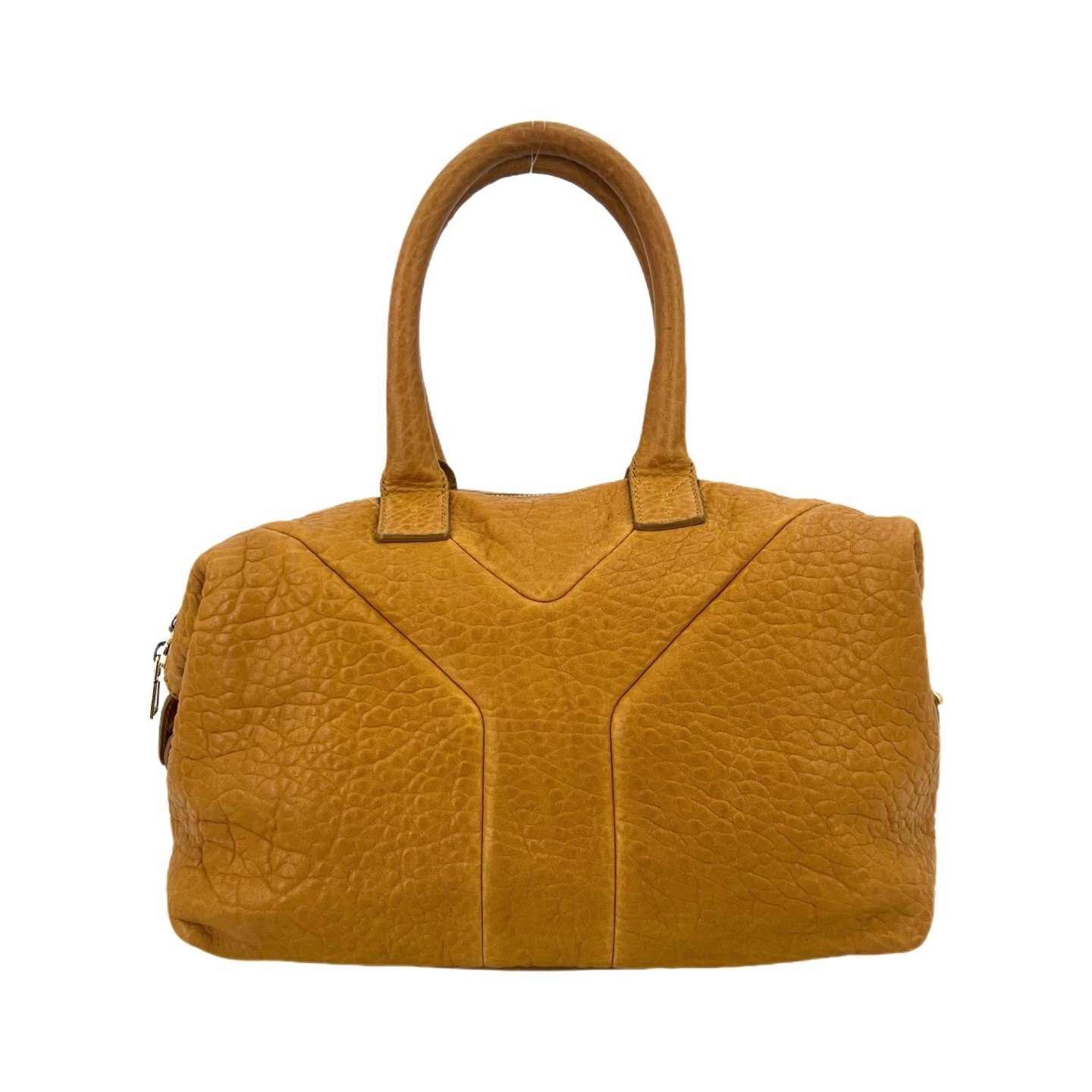 YSL Easy Y Bag Normal Size Camel Brown Litchi Cowhide Daily Handbag US Ship