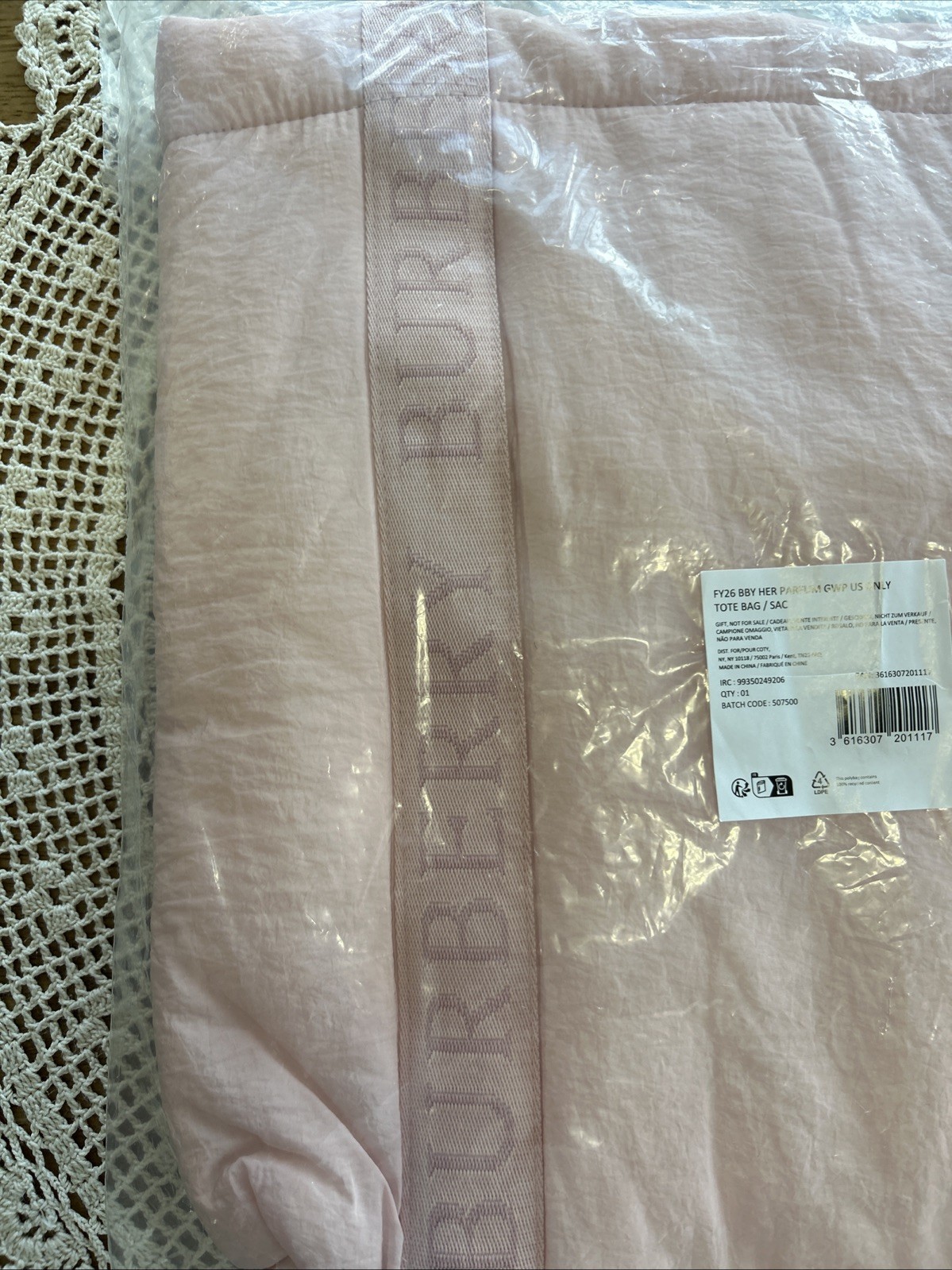 BURBERRY Large Pink Tote Bag 16″x16″ ~BRAND NEW IN PACKAGE AUTHENTIC