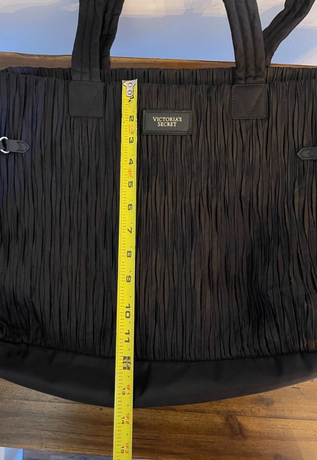 Victoria’s Secret Black Tote Bag 2017 Limited Edition Pleated Side Pulls
