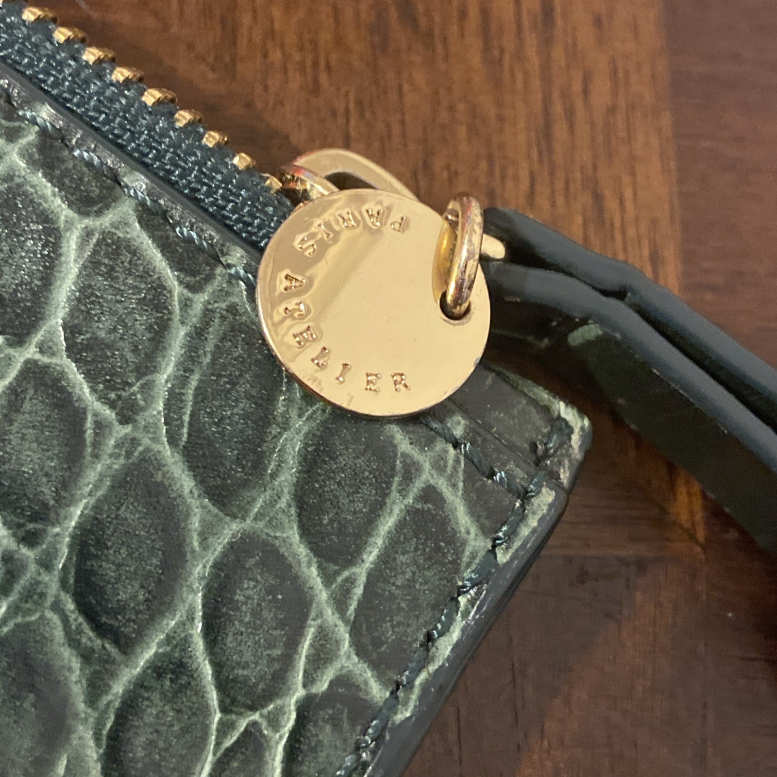 & Other Stories Paris Atelier Leather Croc Embossed Clutch Flat Pouch Bag