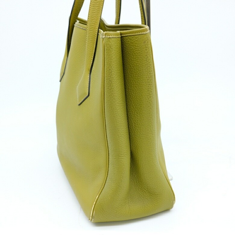 Hermes Victoria Cabas 32 Tote Shoulder Bag Taurillon Clemence Anise Green