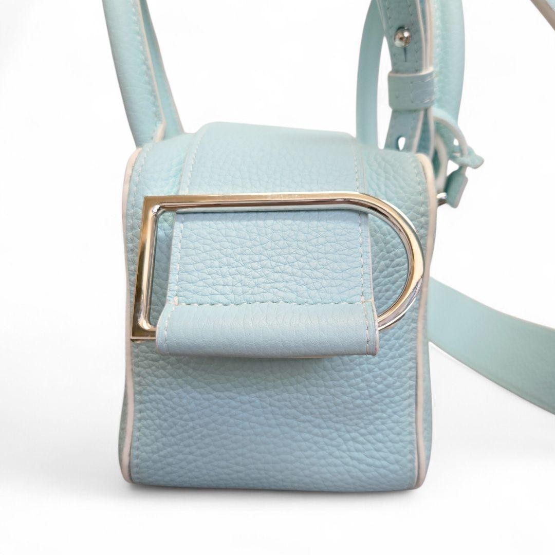 [Extremely Good Condition] DELVAUX Cool Box Mini Leather Handbag Blue