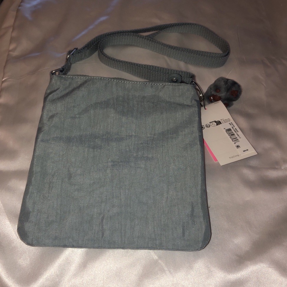 Kipling Keiko Relaxed Grey P Nylon Crossbody Bag + Monkey Key Chain NWT