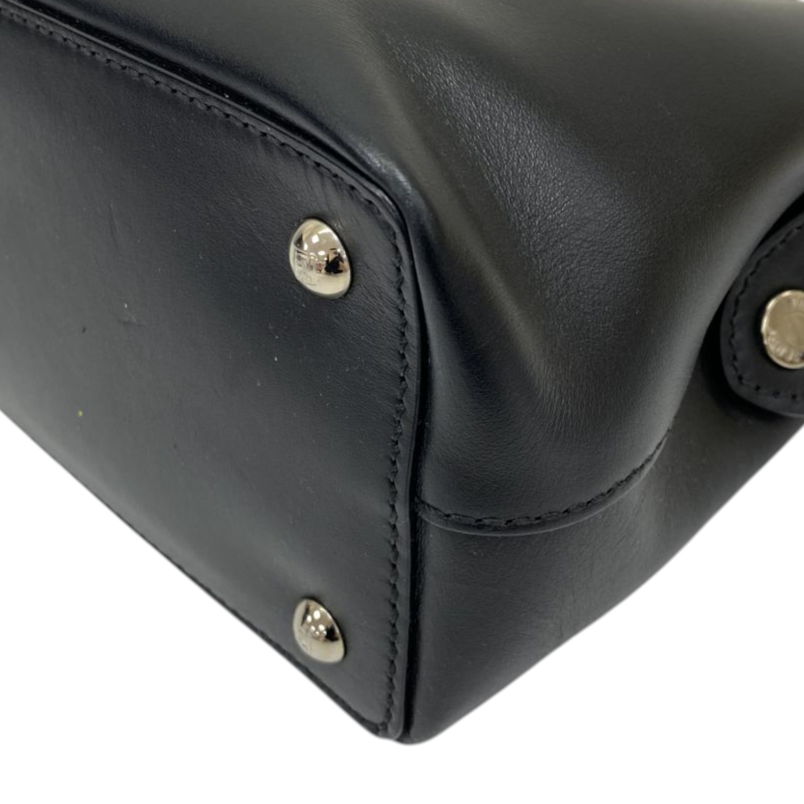 FENDI Dot Com Click Faces Shoulder Handbag Calfskin Black 8BN299
