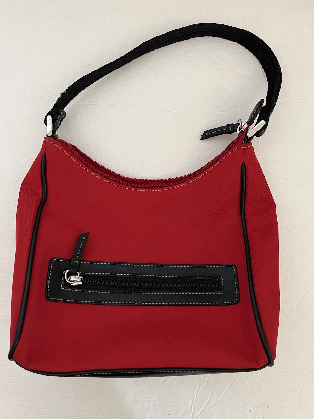 Liz Claiborne Red With Black Piping Trim Small Handbag Purse Vintage