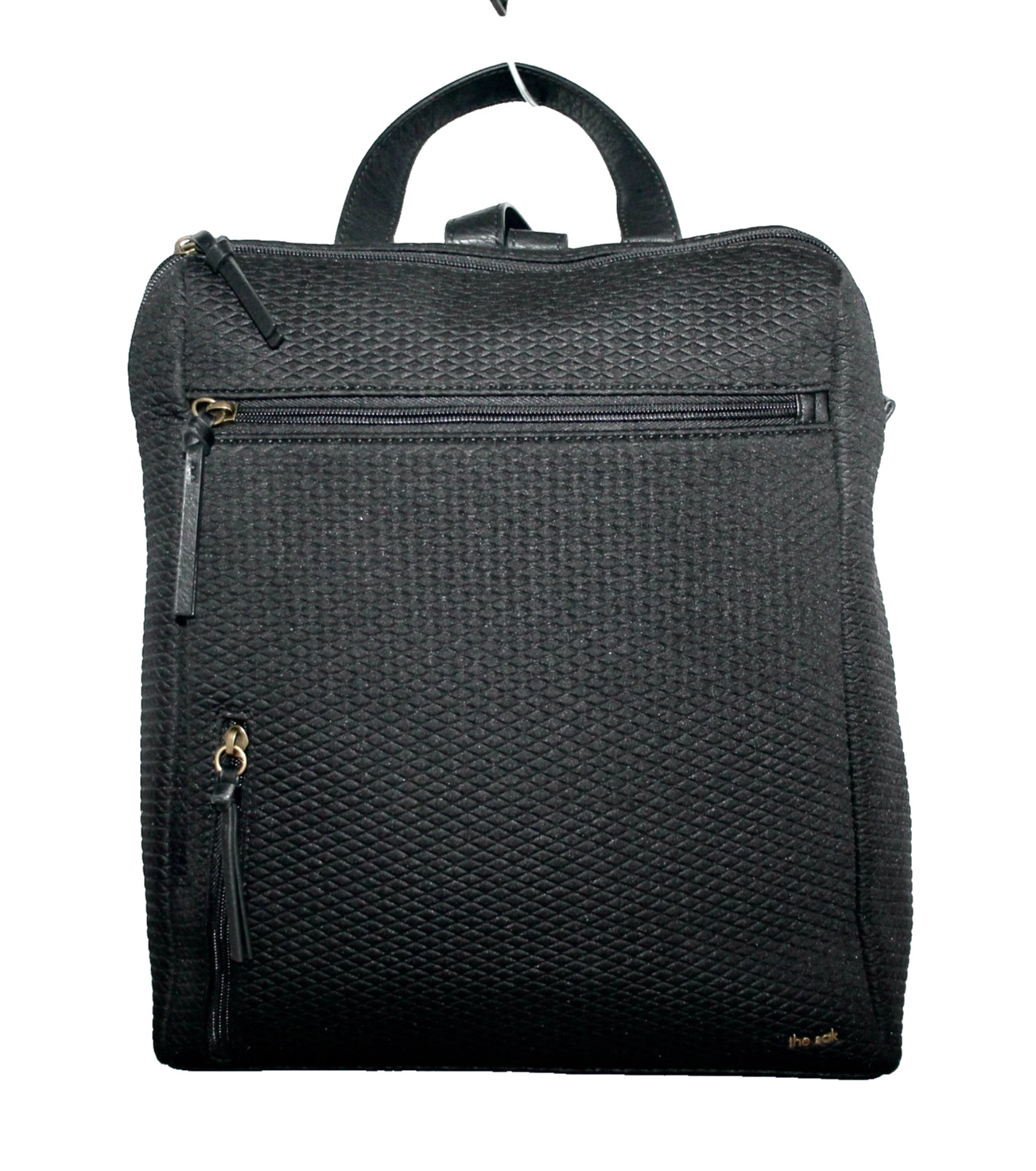 THE SAK Olivera Metro Backpack Black Weave Embossed Neoprene Leather Trim