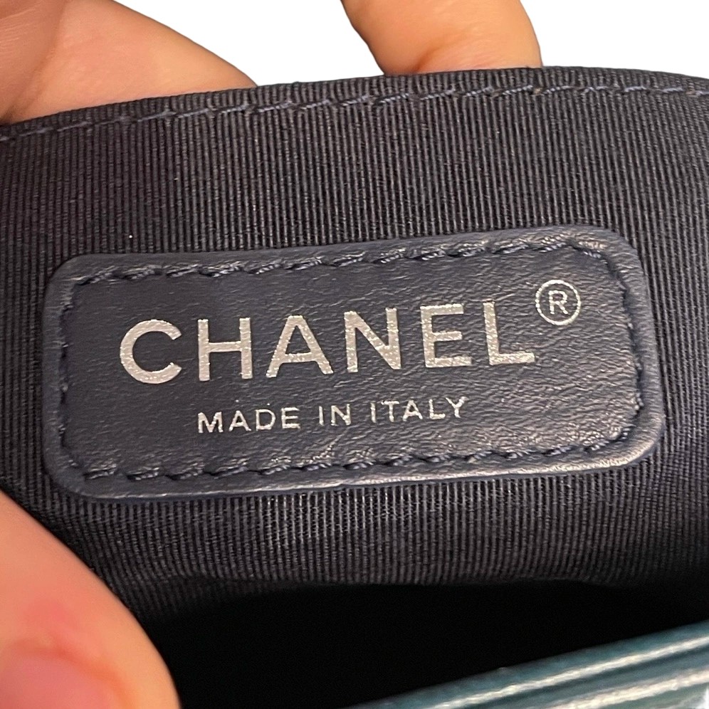 Chanel Le Boy Edinburgh Green Tweed Velvet Chain Bag Pre-Owned