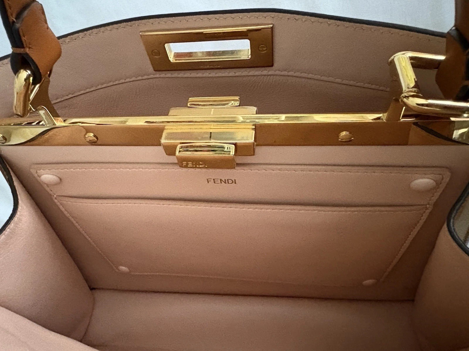 Fendi Peekaboo Shoulder Bag Medium Brown Leather