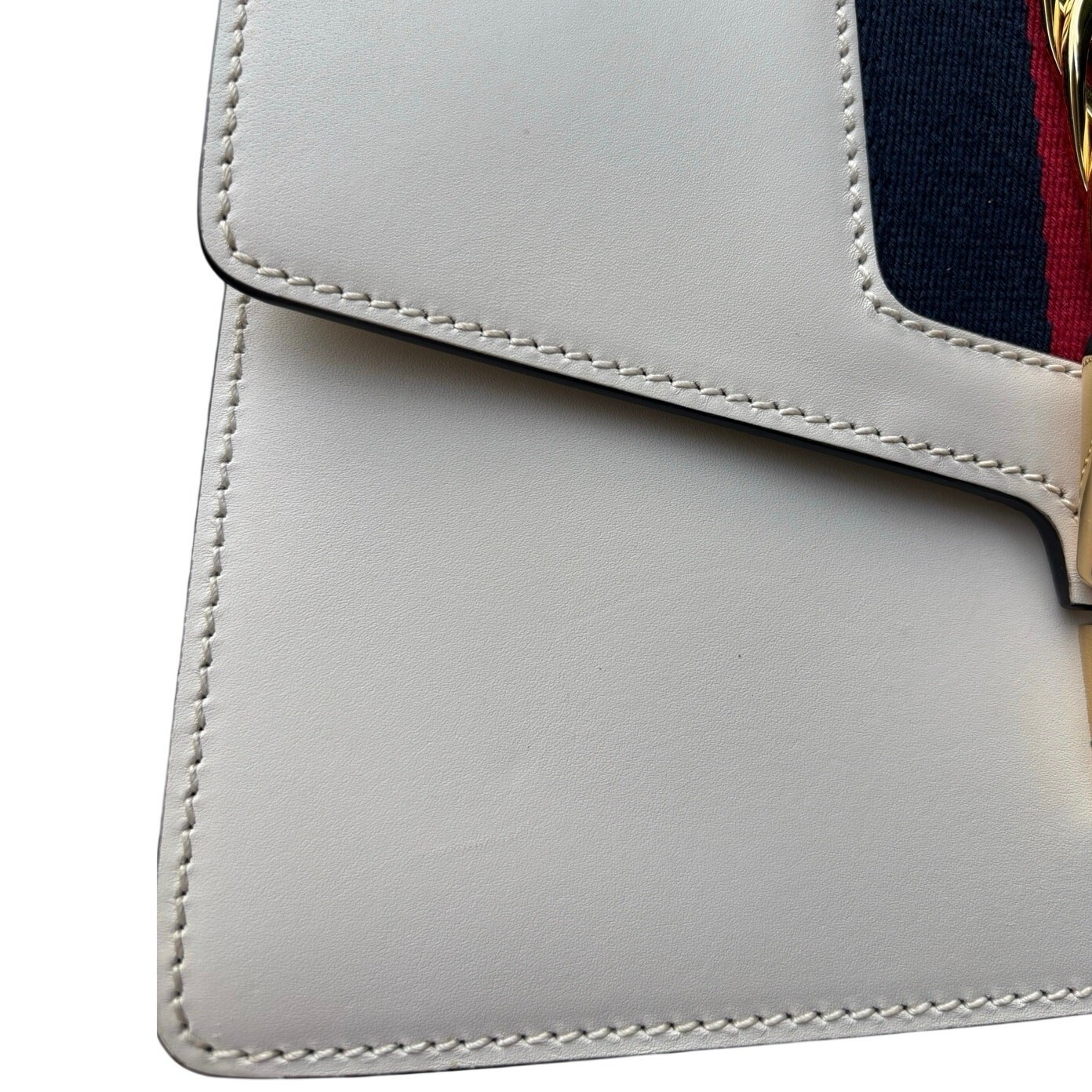 GUCCI Calfskin Small Sylvie Shoulder Bag Off White