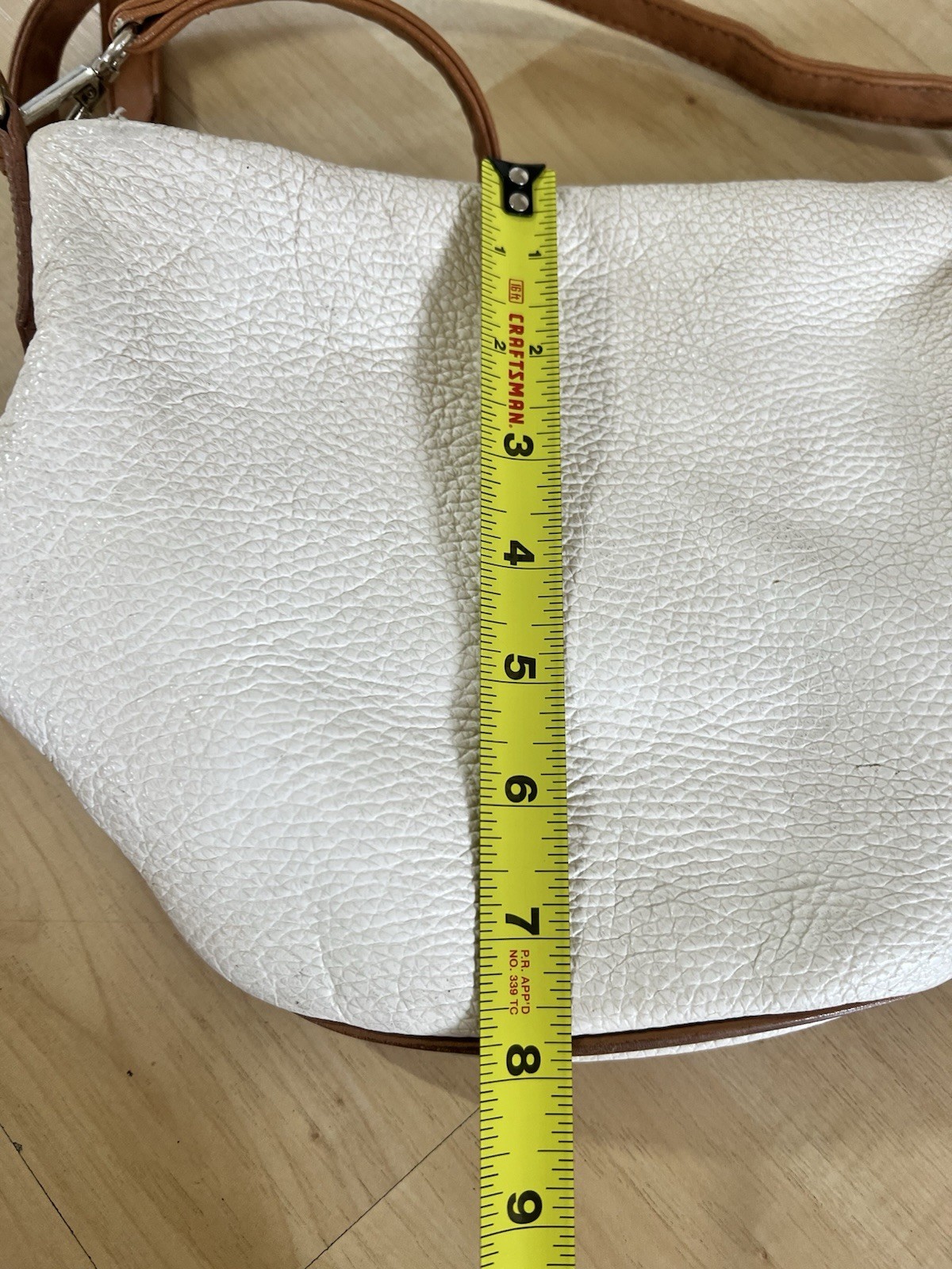 VALENTINA Italy Genuine Leather Crossbody Bag Women Medium White Brown Hobo