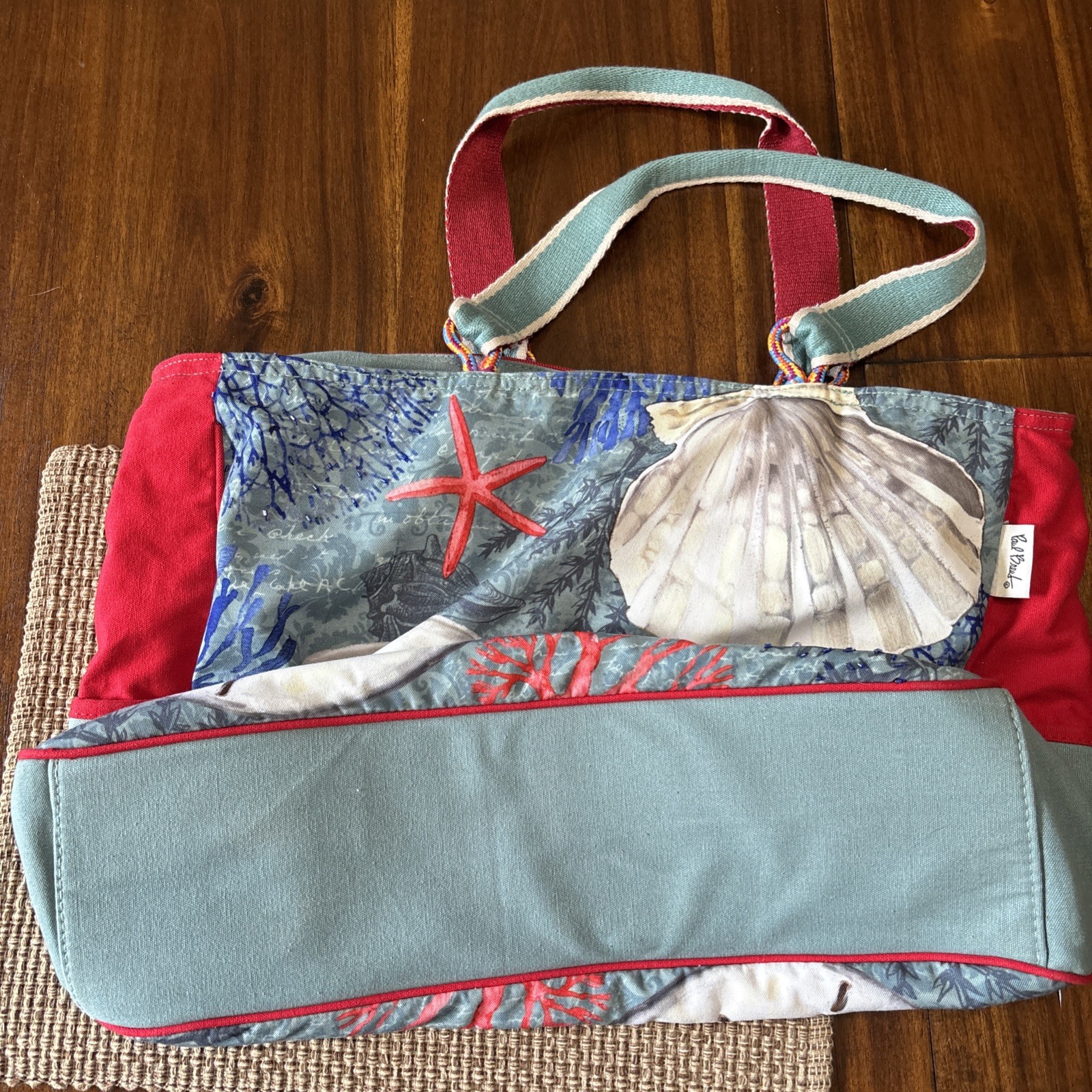 Paul Brent Seaside Shells Oversized Beach Bag Tote Blue, 21″ L x 15.5″ H x 6”W
