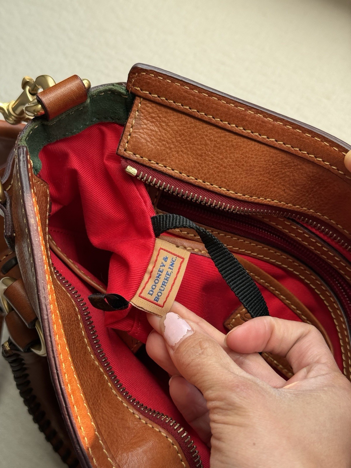 Dooney & Bourke Florentine Toscana Front Pocket Satchel Chestnut with Strap